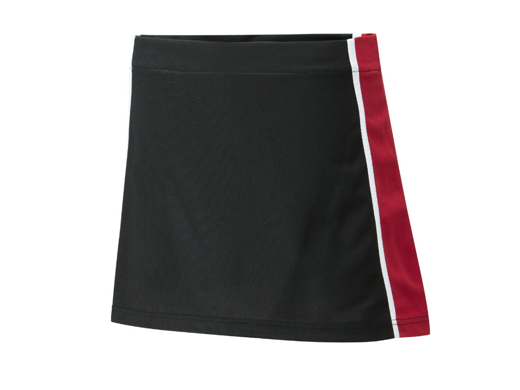 Material – ProActive 100% Airmesh Polyester with Cotton/Elastane inner.  Designed for a fitted look Fabric composition ensures freedom of movement.  Flat elasticated waistband . Fabric weight 190g skort/220g inner