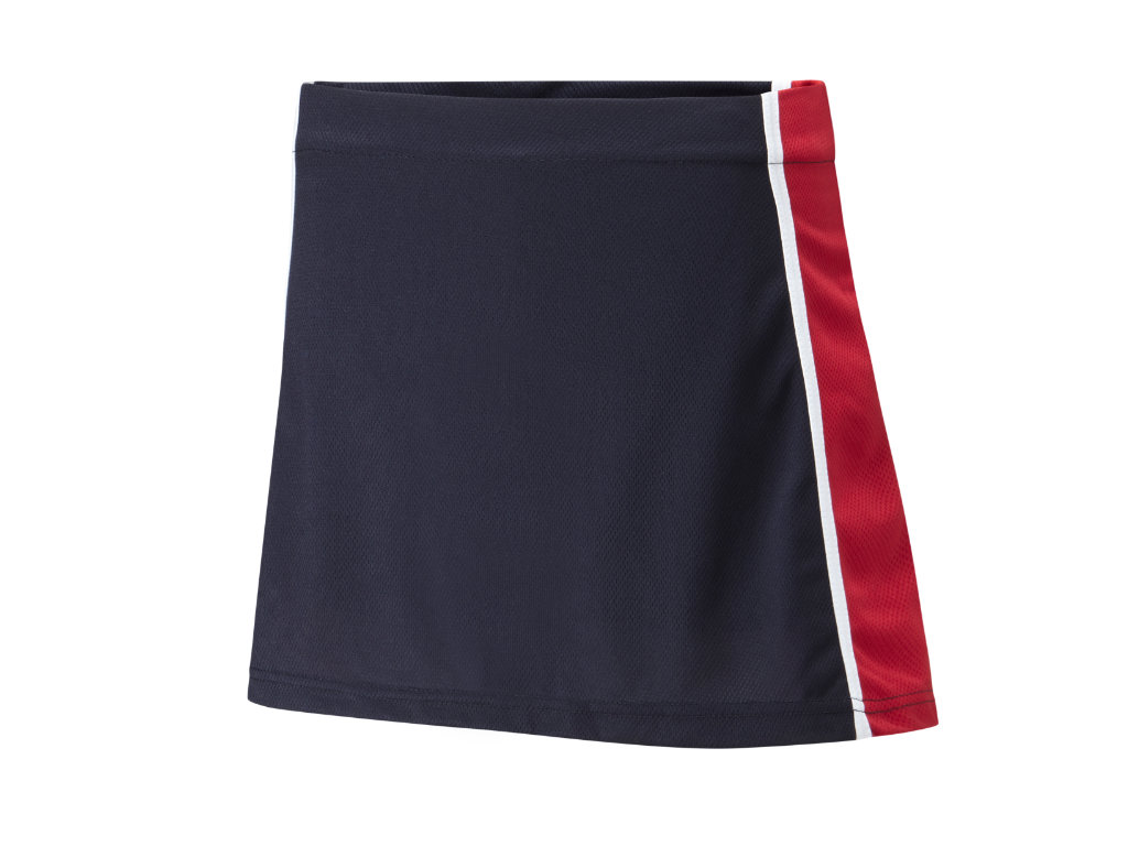 Material – ProActive 100% Airmesh Polyester with Cotton/Elastane inner.  Designed for a fitted look Fabric composition ensures freedom of movement.  Flat elasticated waistband . Fabric weight 190g skort/220g inner